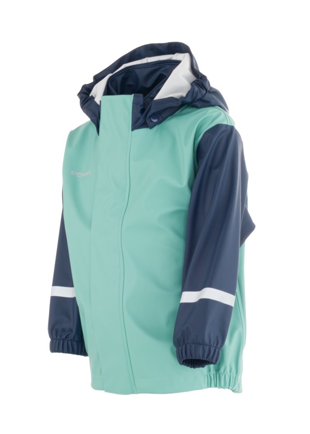 Bergen resirkulert regnjakke barn 1-7 Dress Blues / Wasabi - 1