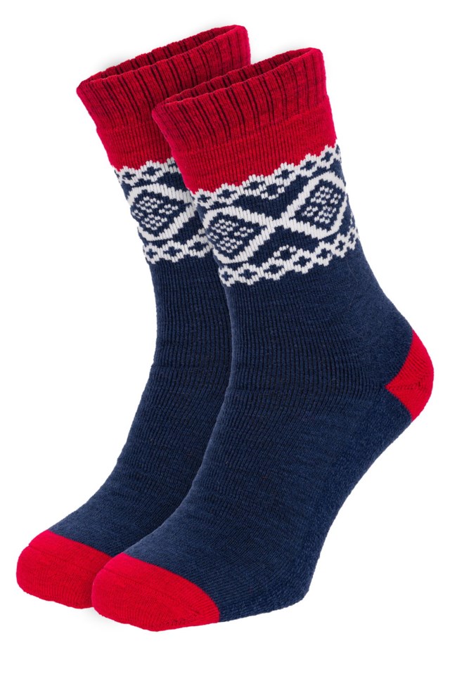 Hardanger ullfrottésokk Red|Blue Unisex - 1
