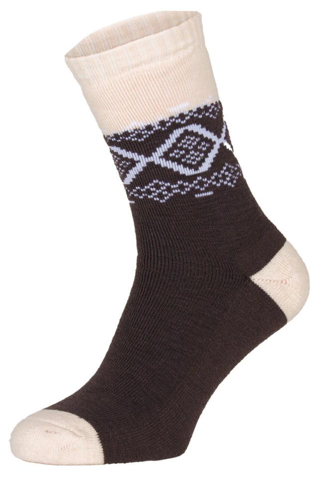 Hardanger ullfrottésokk Brown|Beige Unisex - 1