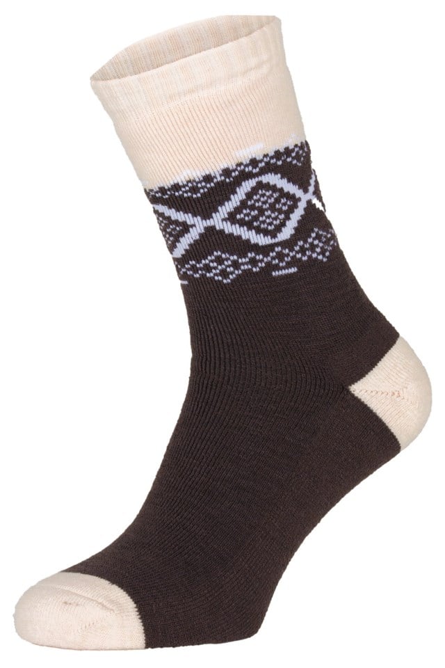 Hardanger ullfrottésokk Brown|Beige Unisex - 1