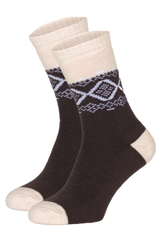 Hardanger ullfrottésokk Brown|Beige Unisex - 1