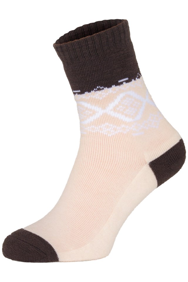 Hardanger ullfrottésokk Brown|Beige Dame - 1