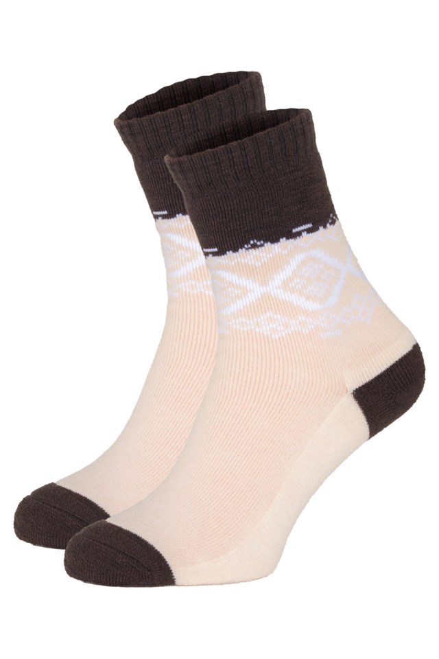 Hardanger ullfrottésokk Brown|Beige Dame - 1
