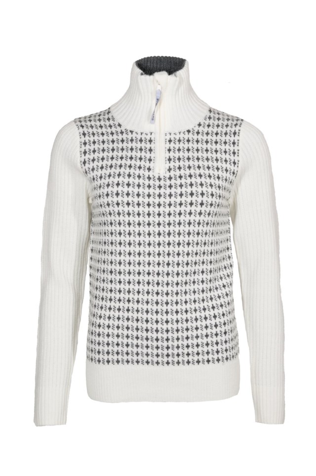 Honningsvåg Half Zip ullgenser White Dame - 1