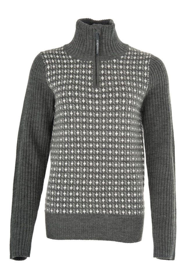 Honningsvåg Half Zip ullgenser Grey Dame - 1