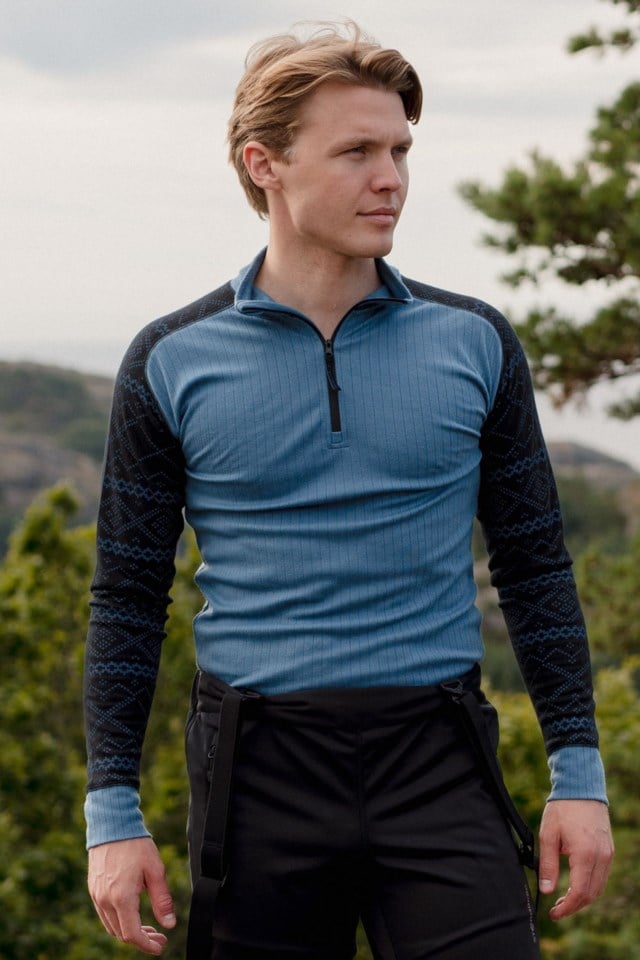 Halsafjell Half Zip trøye Blue Herre - 1