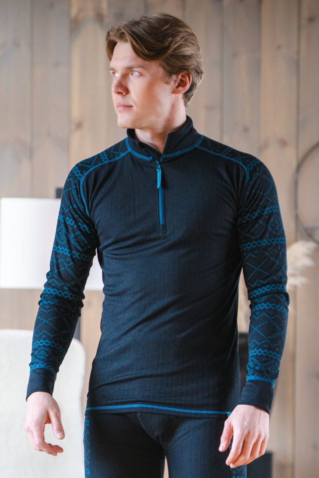 Halsafjell Half Zip trøye Black|Blue Herre - 1