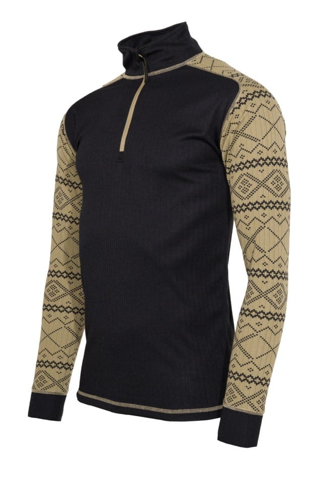 Halsafjell Half Zip trøye Black|Beige Herre - 1