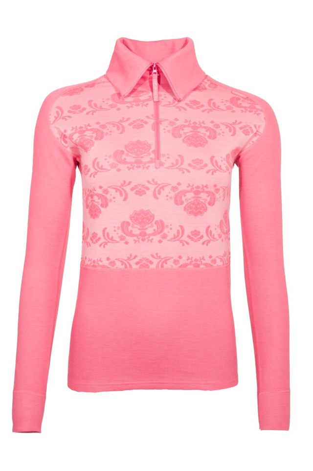 Rosland 2-lags Half Zip ulltrøye Pink Dame - 1