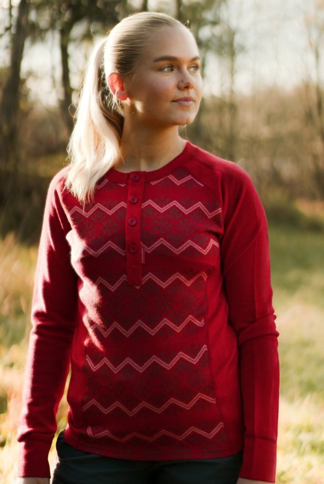 Setesdal 2-lags ulltrøye m/knapper Red Dame - 1