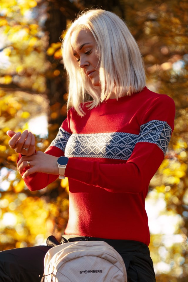 Hardanger 2-lags ulltrøye Red Dame - 1