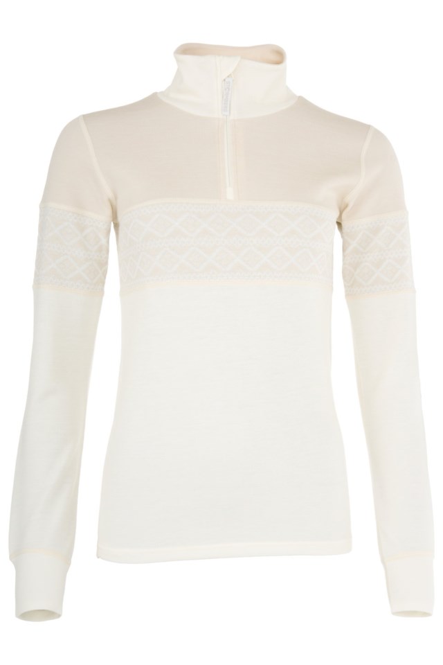 Hardanger 2-lags Half Zip ulltrøye White Dame - 1