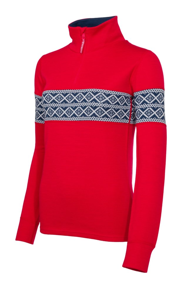 Hardanger 2-lags Half Zip ulltrøye Red Dame - 1
