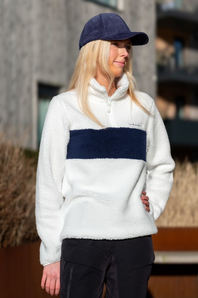 Juvnes sherpa Half Zip genser Bright White/ Dress Blues - 1