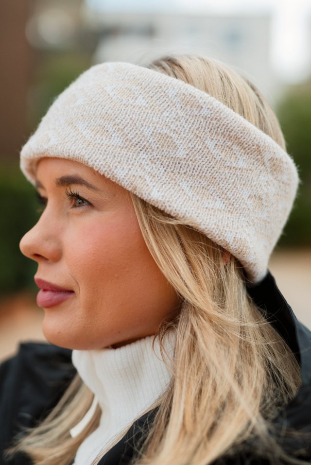 Hørsfjell strikket pannebånd Beige Dame - 1