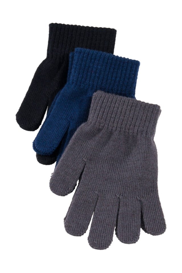 Klippen ullhanske barn 1-7 - 3-pack Jet Black / Ebony / Dress Blues - 1