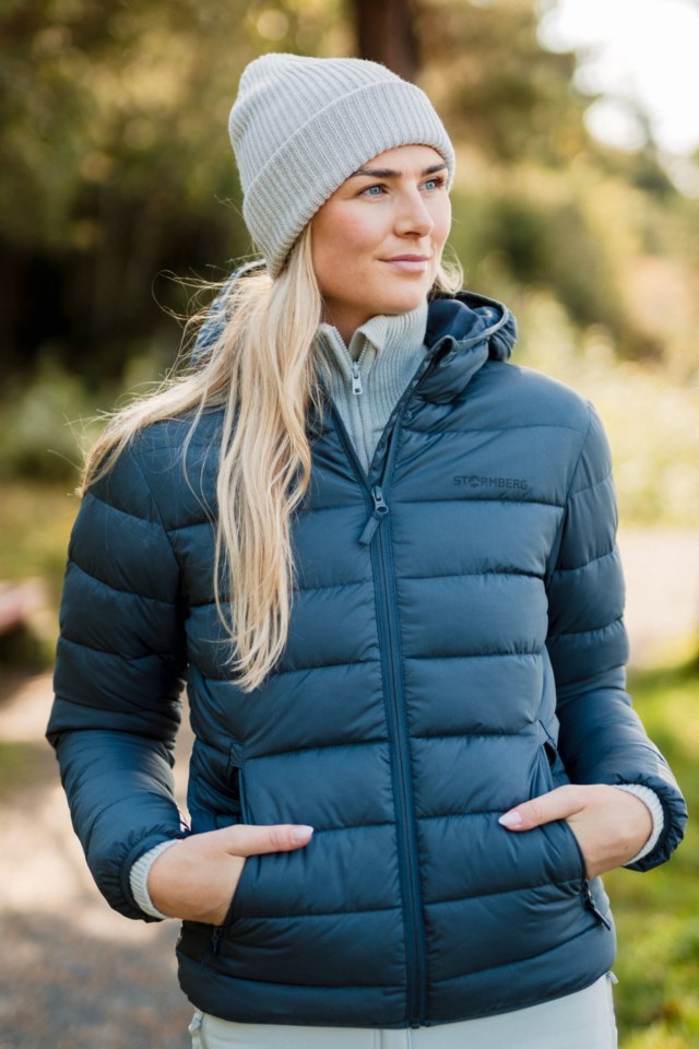 Strimfonna vattert jakke m/ hette Grey Dame - 1