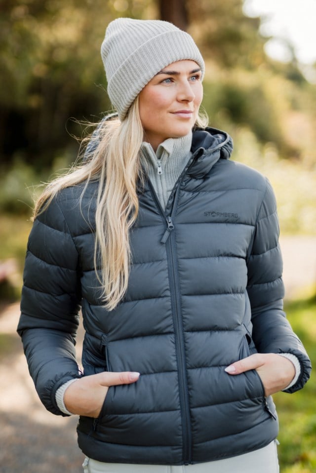 Strimfonna vattert jakke m/ hette Grey Dame - 1