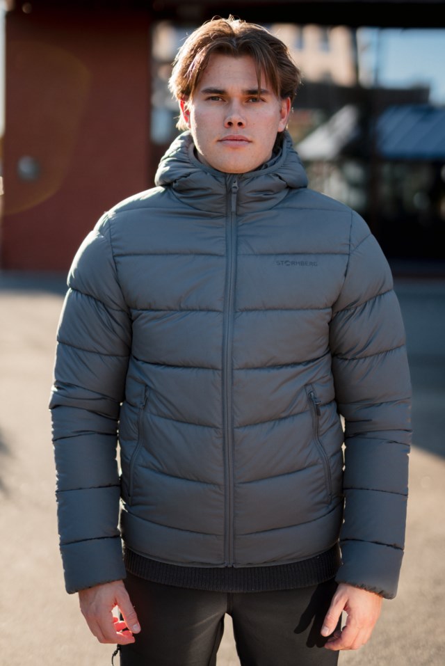 Strimfonna vattert jakke m/ hette Grey Herre - 1