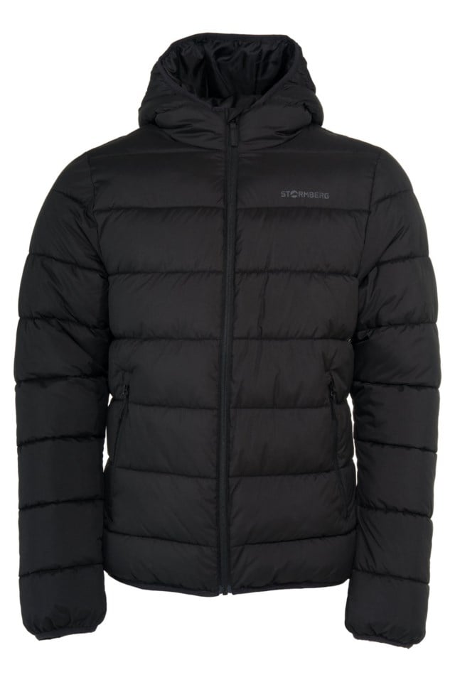 Strimfonna vattert jakke m/ hette Black Herre - 1