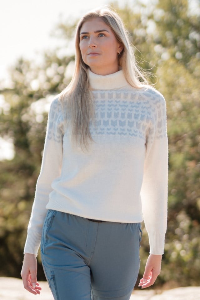 Vaberg polo ullgenser White|Grey Dame - 1