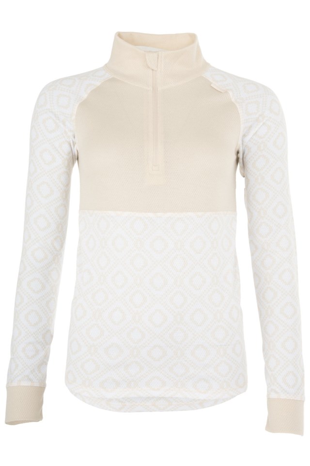 Hørsfjell 2-lags Half Zip trøye Beige|White Dame - 1