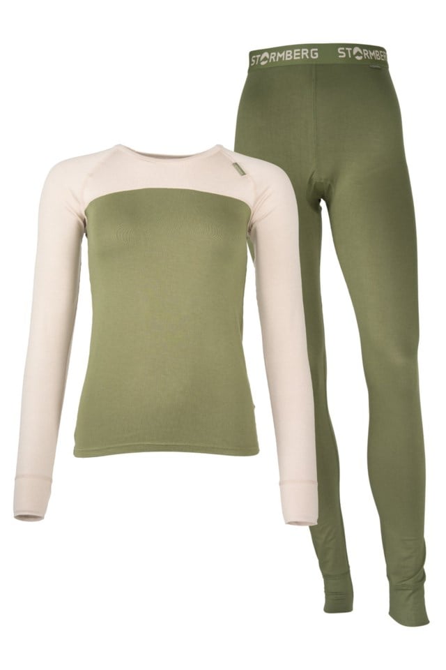 Rondane bambus superundertøysett Beige|Green Dame - 1