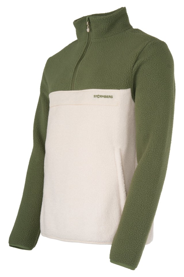 Polarfjord Half Zip sherpagenser Beige|Green Herre - 1