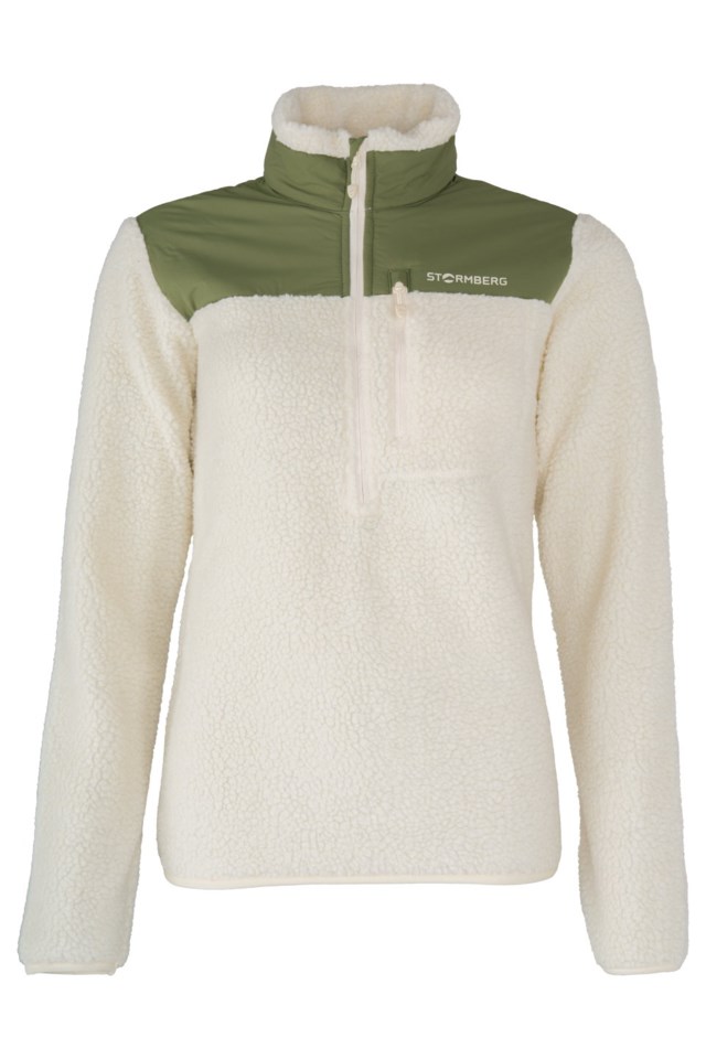 Åkrafjell Half Zip sherpagenser Beige|Green Dame - 1