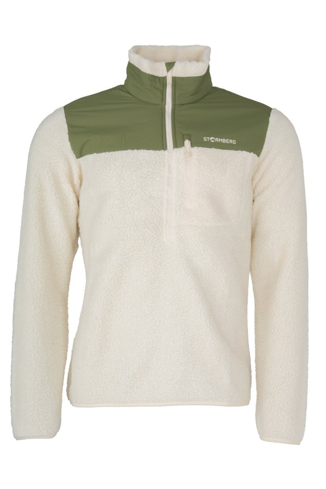 Åkrafjell Half Zip sherpagenser Beige|Green Herre - 1