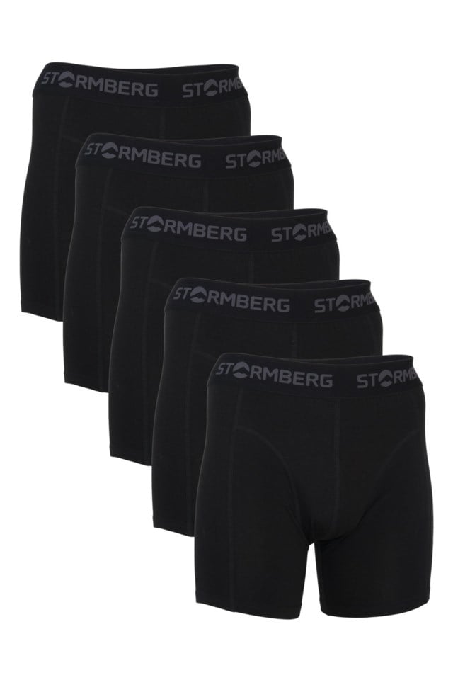 Fjellnut lang bomull boxershorts 5-pack Black Herre - 1