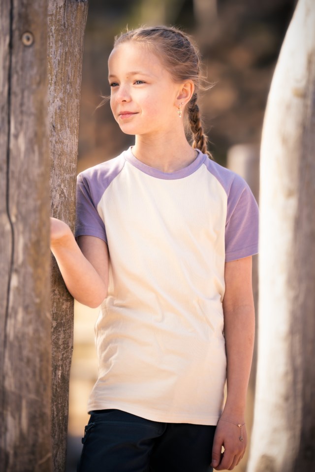 Elvestein stretch t-skjorte barn 8-14 Beige|Purple Barn - 1