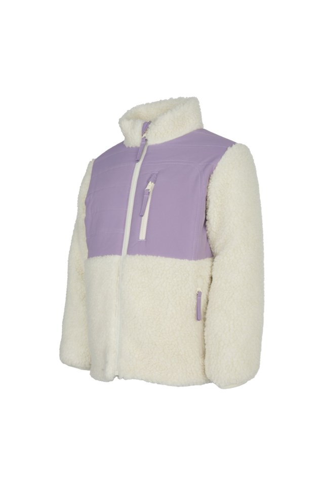 Lomseggen vindstopp sherpajakke barn 1-7 Beige|Purple Barn - 1