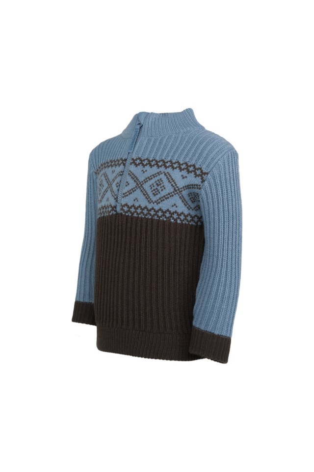 Voss Half Zip strikkegenser barn 1-7 Blue Barn - 1