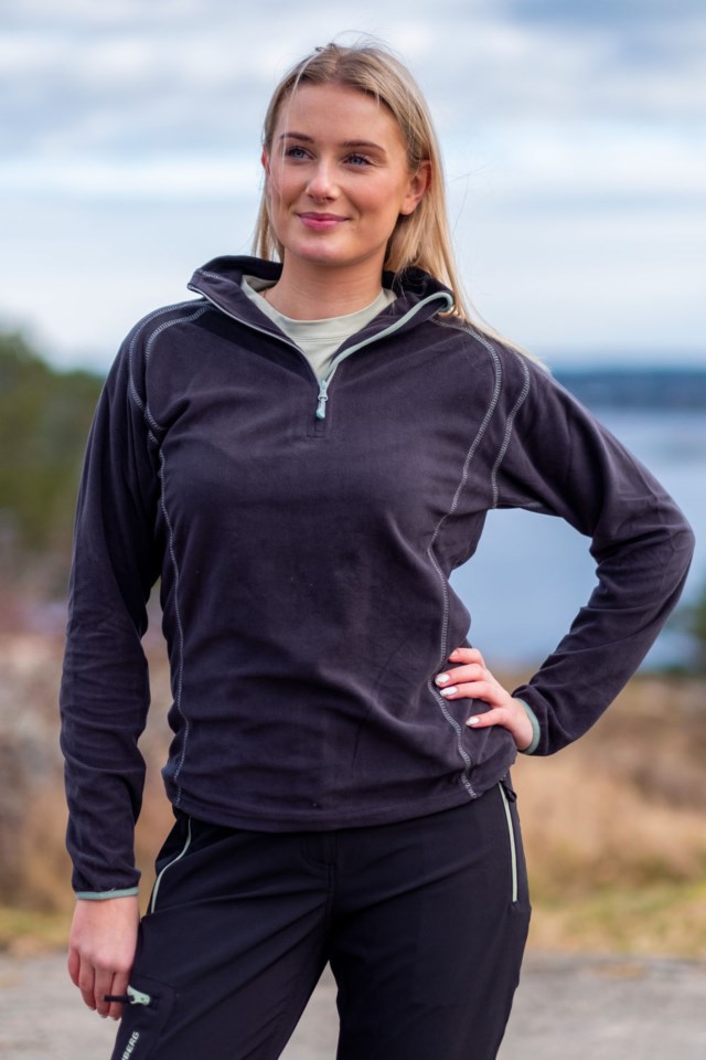 Vigør resirkulert fleecegenser Black|Green Dame - 1