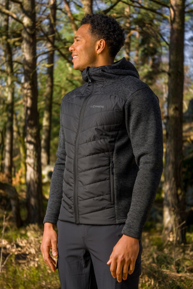 Stave resirkulert hybridjakke Jet Black / Grey Pinstripe - 1