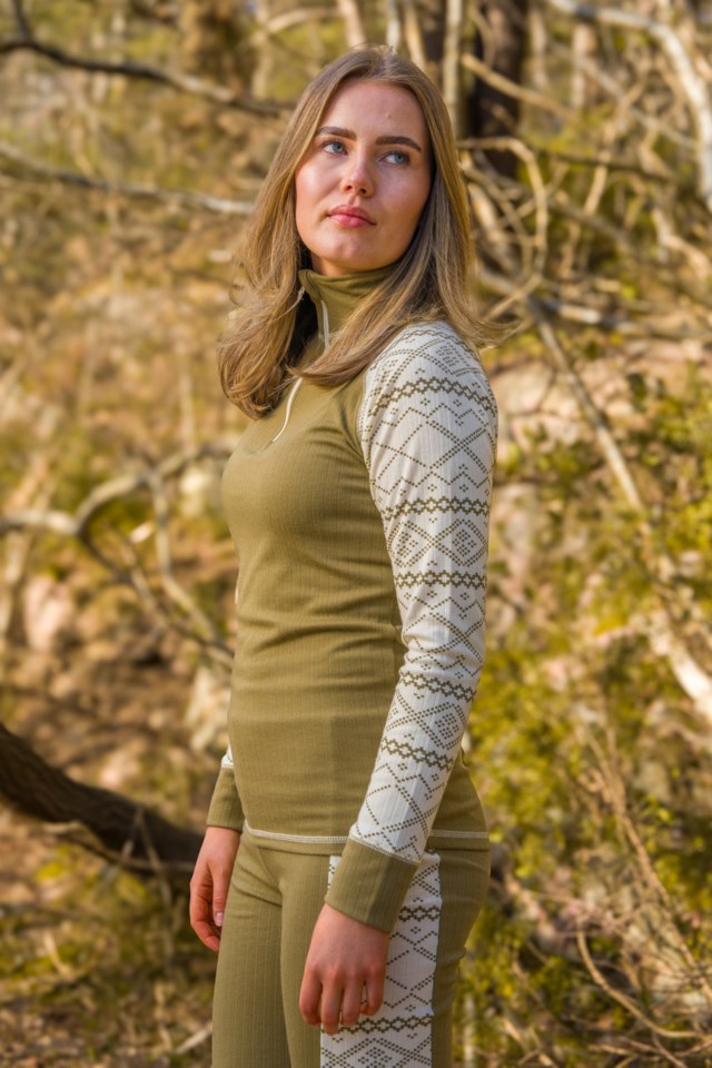 Halsafjell Half Zip trøye Green Dame - 1