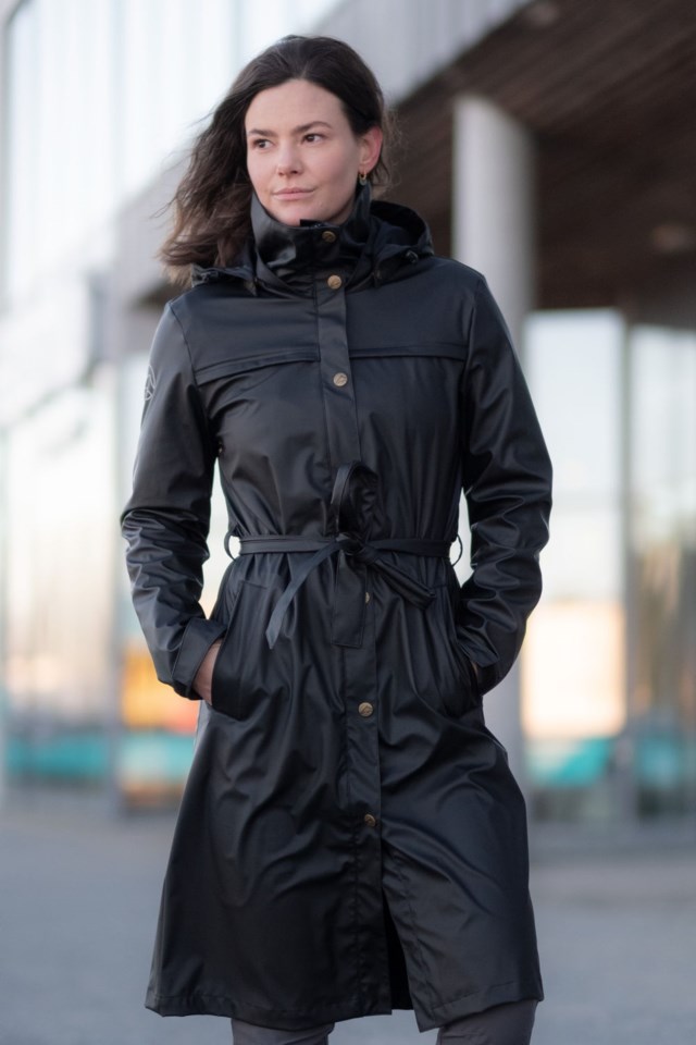 Lifjorden resirkulert lang regnkåpe Jet Black - 1