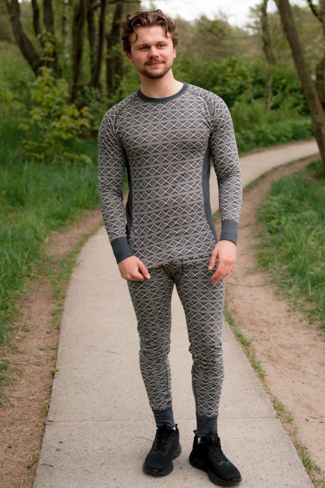 Voss 2-lags ullongs Grey|Beige Herre - 1