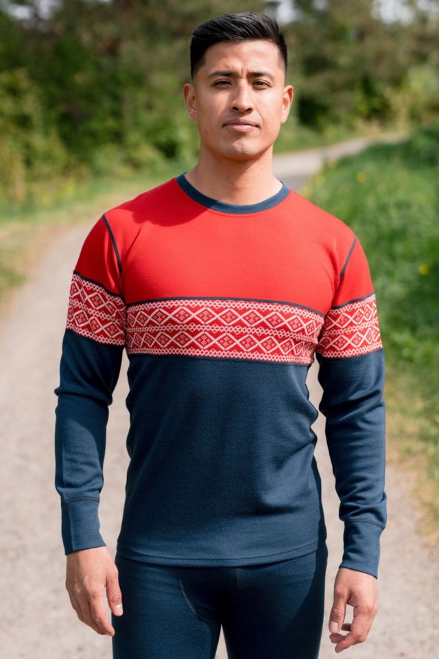 Hardanger 2-lags ulltrøye Dress Blues/ Tango red - 1