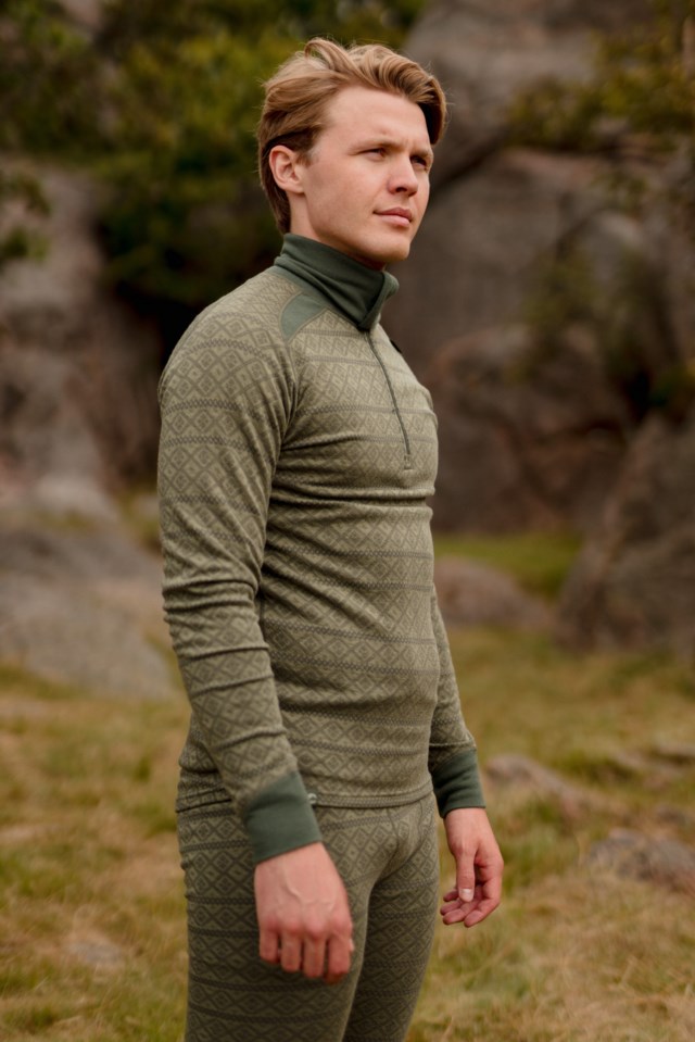 Rauland 2-lags Half Zip ulltrøye Green Herre - 1