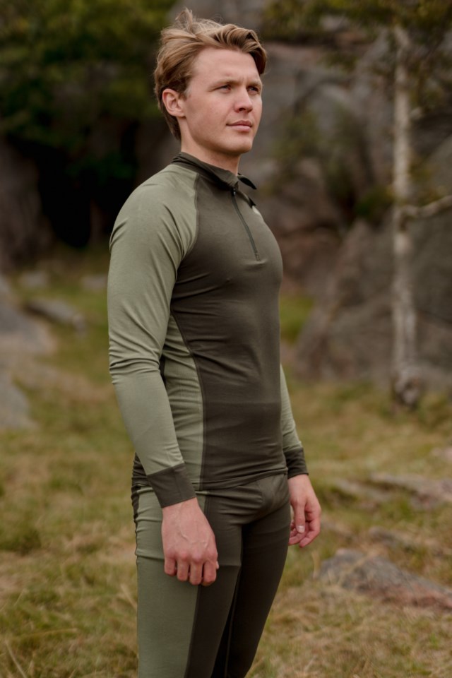 Brattfjell bambus Half Zip genser Green Herre - 1