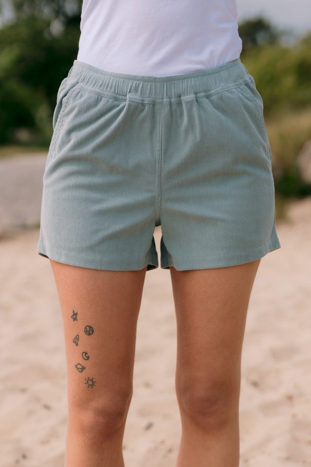 Havsand cord kort shorts Green Dame - 1