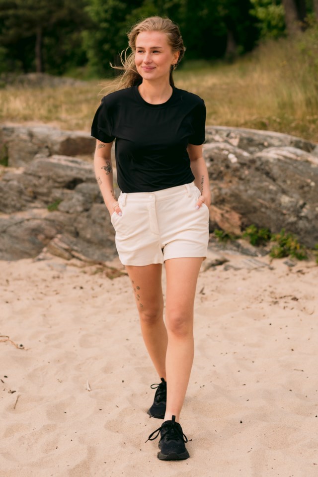 Havsand cord slim kort shorts Turtledove - 1