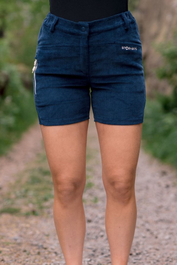 Stormberg Notodden cord turshorts dame blå kordfløyel slitesterk stretch høy liv glidelåslomme lår lavpris 499 kr