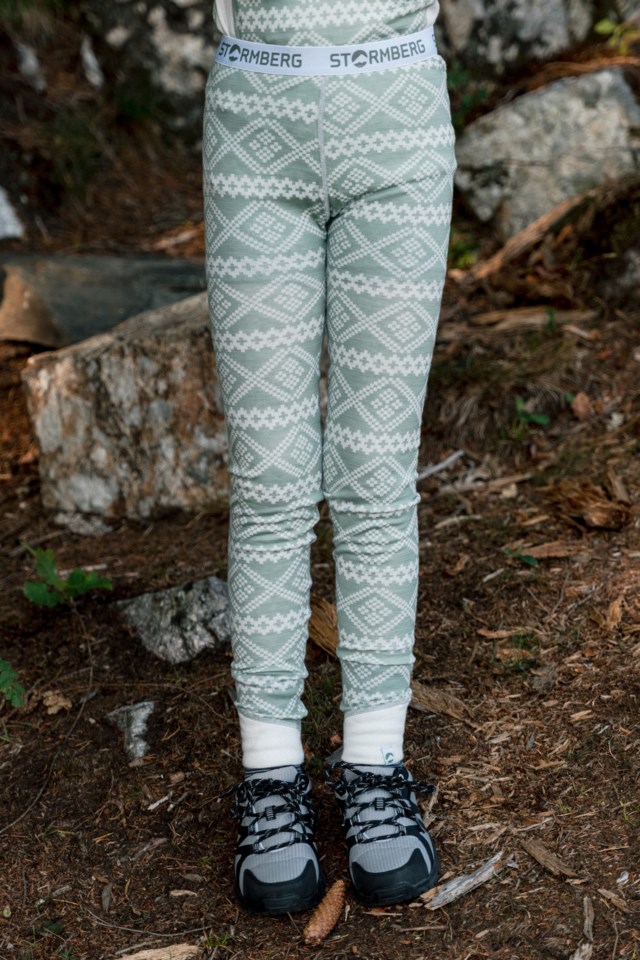Voss 2-lags ullongs barn 8-14 Iceberg Green / Blue Flower - 1
