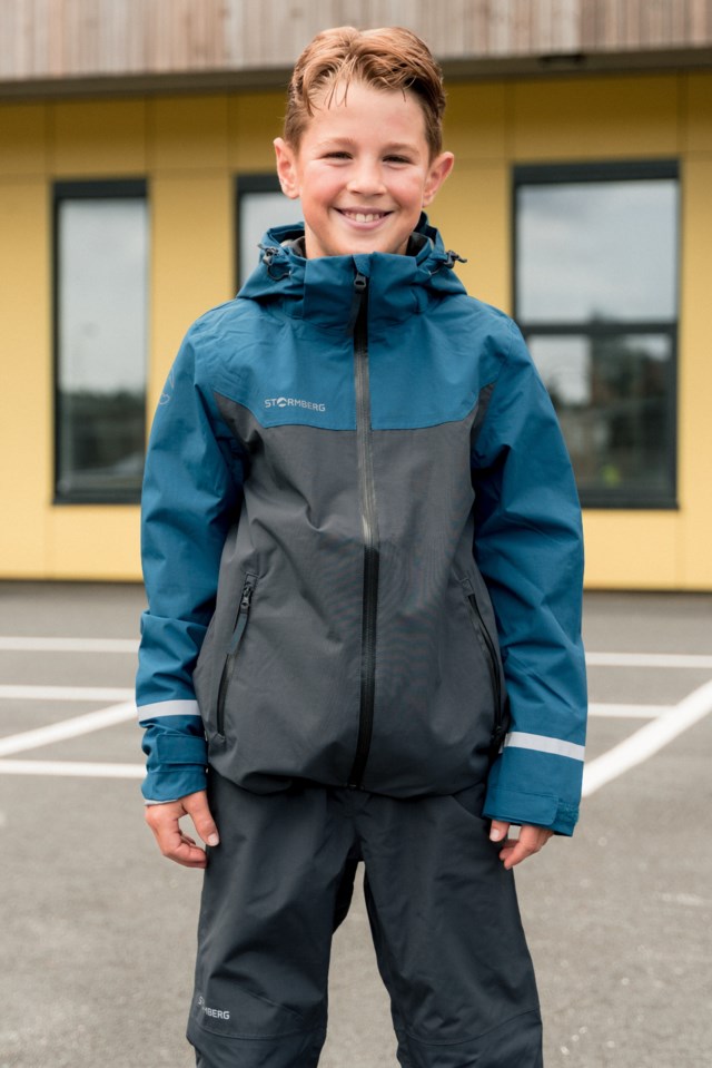 Barnefjell skalljakke barn 8-14 Blue Coral/ Ebony Grey - 1