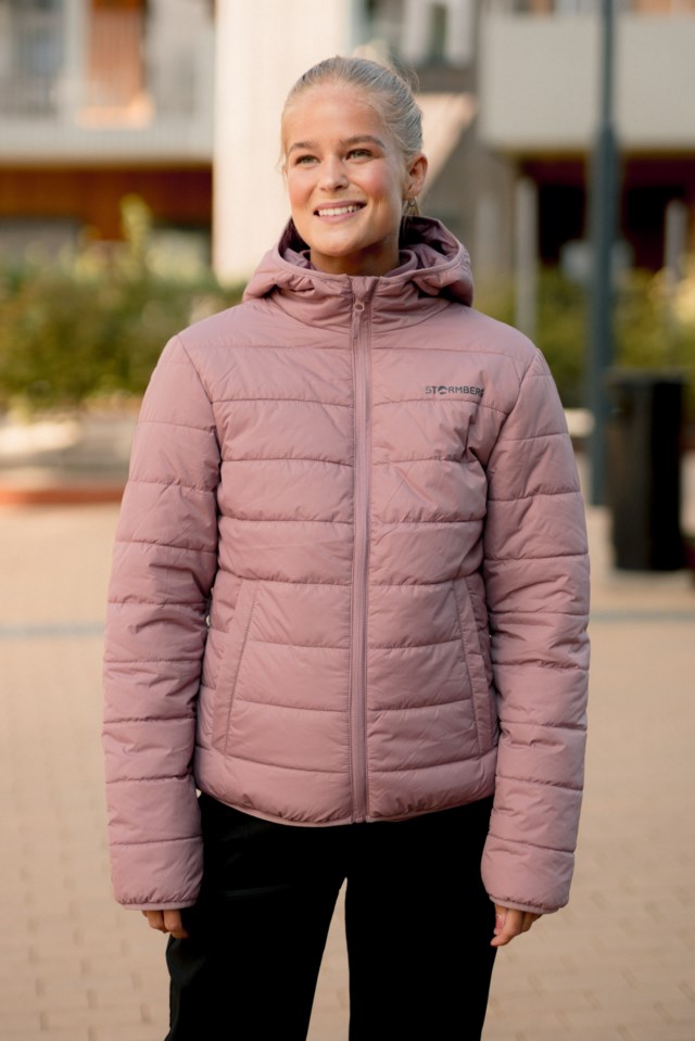 Strimberg vattert jakke m/ hette Pink Dame - 1