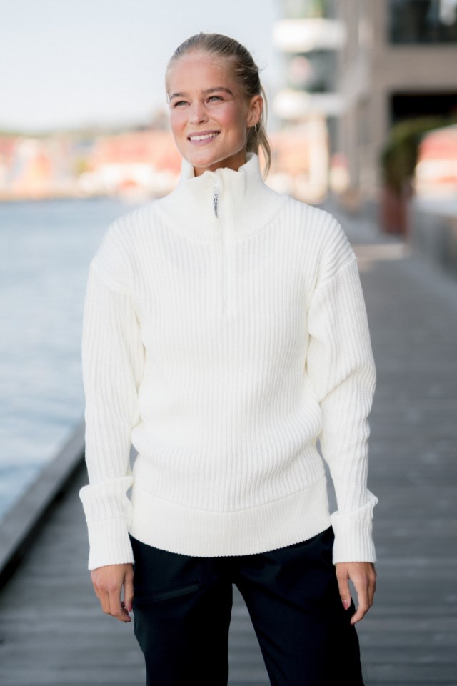 Bondalen Half Zip strikkegenser White Dame - 1