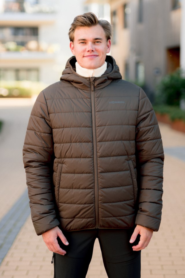 Strimberg vattert jakke m/ hette Brown Herre - 1
